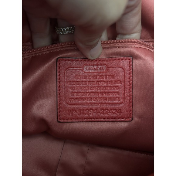 Coach Poppy Hallie Red Leather Tote Handbag Contrast Stitching 22424 MINT - Picture 7 of 12